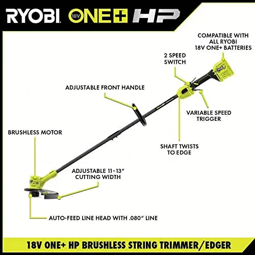 Ryobi 18V ONE+ Brushless 13" String Trimmer Kit