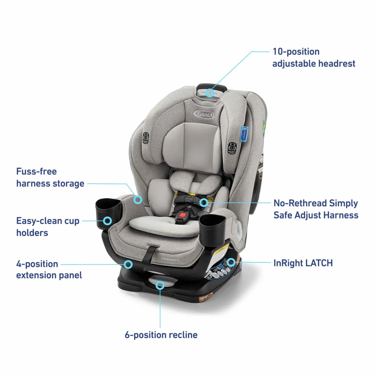 Graco Extend2Fit 3-in-1 Car Seat, Ashten, Grey