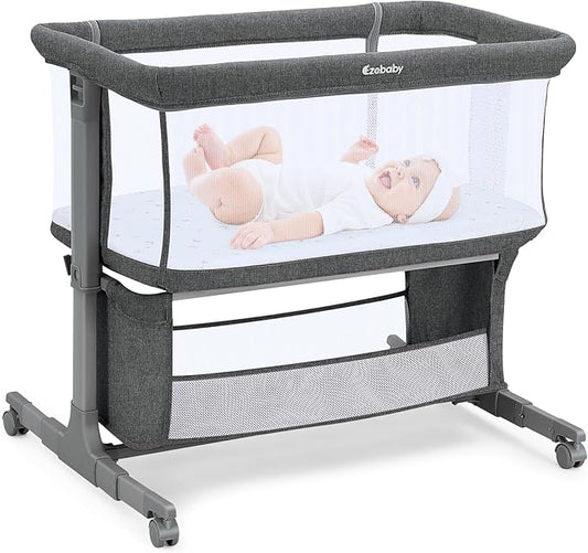 Ezebaby Portable Baby Bassinet – Adjustable Sleeper With Wheels & Storage