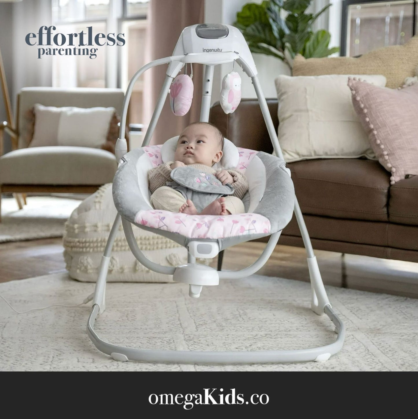 New Ingenuity SimpleComfort Baby Swing (Pink Cassidy)