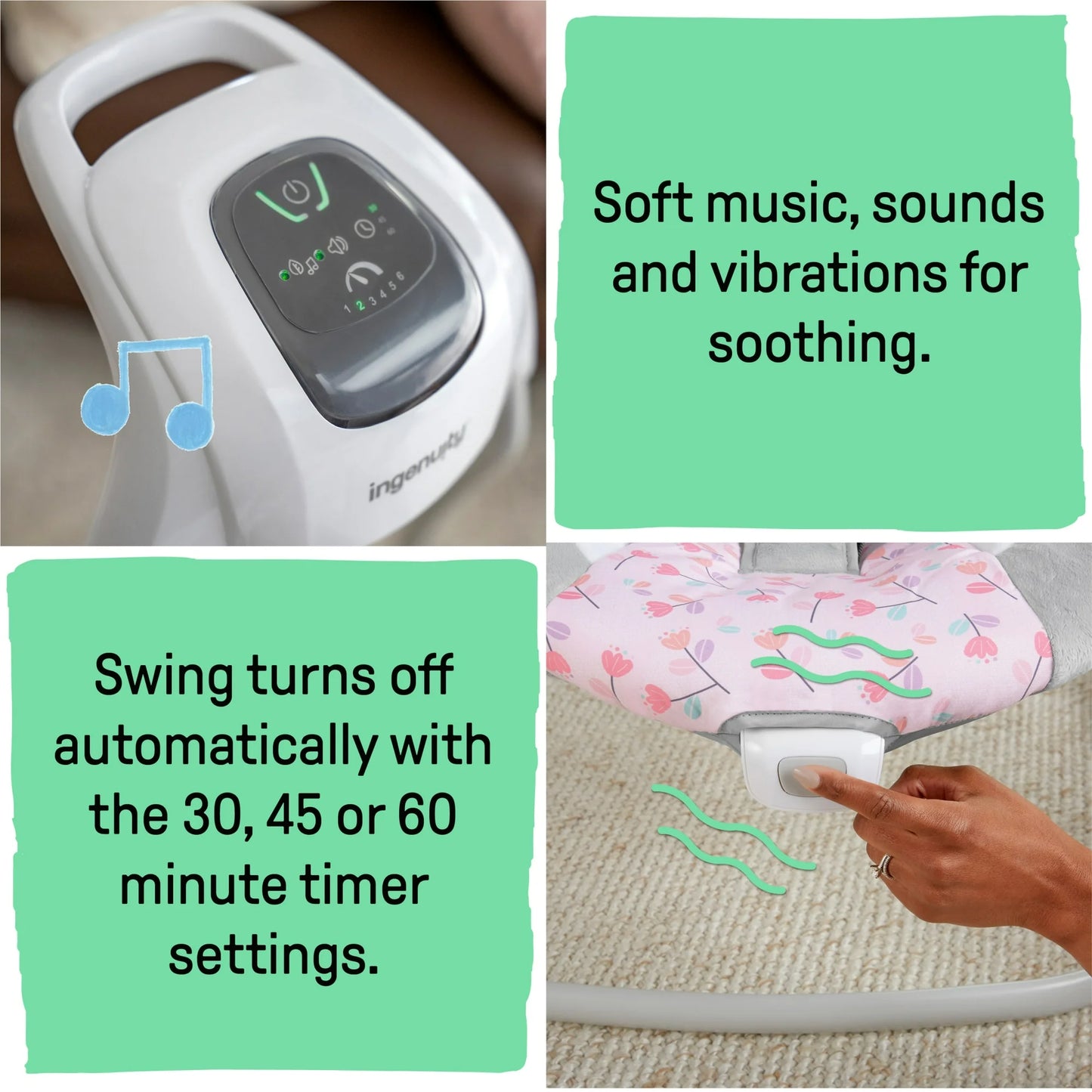 New Ingenuity SimpleComfort Baby Swing (Pink Cassidy)